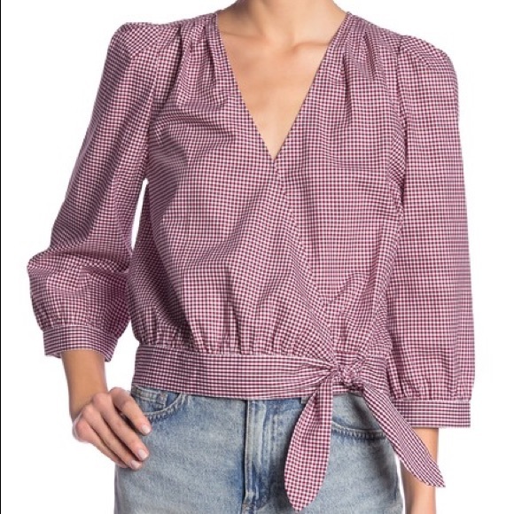 🌟Host pick🌟Madewell Gingham Wrap Top🌸 - Picture 1 of 8